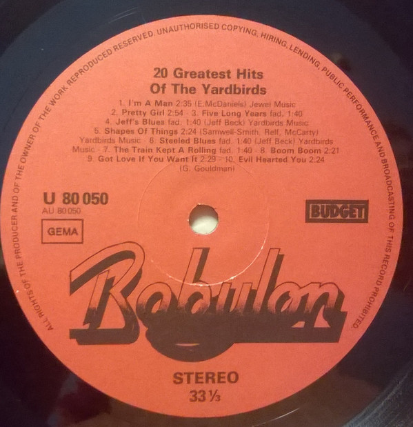 The Yardbirds - 20 Greatest Hits | Babylon Budget (U 80 050) - 3 The Yardbirds - 20 Greatest Hits | Babylon Budget (U 80 050) - 3