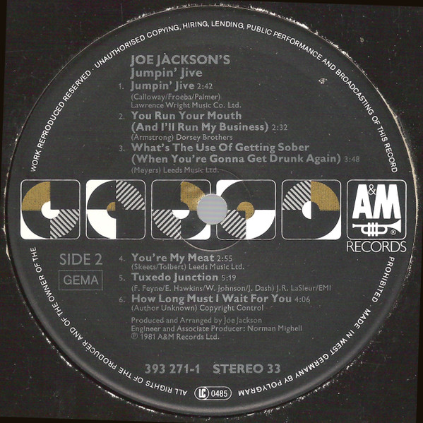 Joe Jackson - Joe Jackson's Jumpin' Jive | A&M Records (393 271-1) - 4