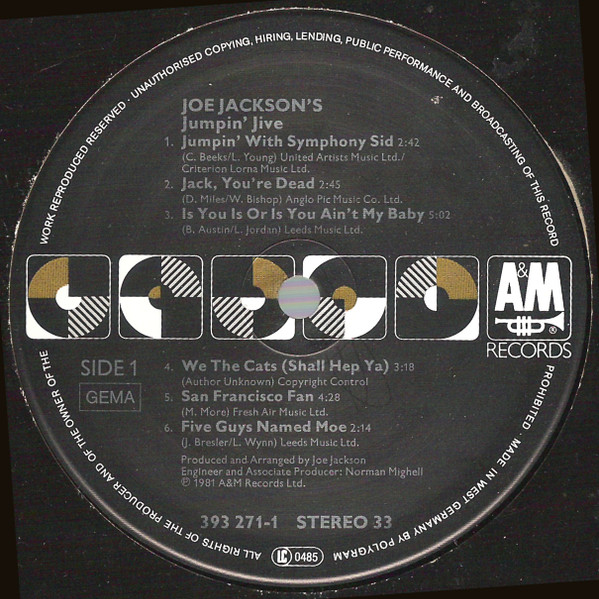 Joe Jackson - Joe Jackson's Jumpin' Jive | A&M Records (393 271-1) - 3
