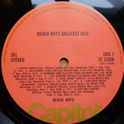 The Beach Boys - Greatest Hits | Capitol Records (ST 21628) - 3