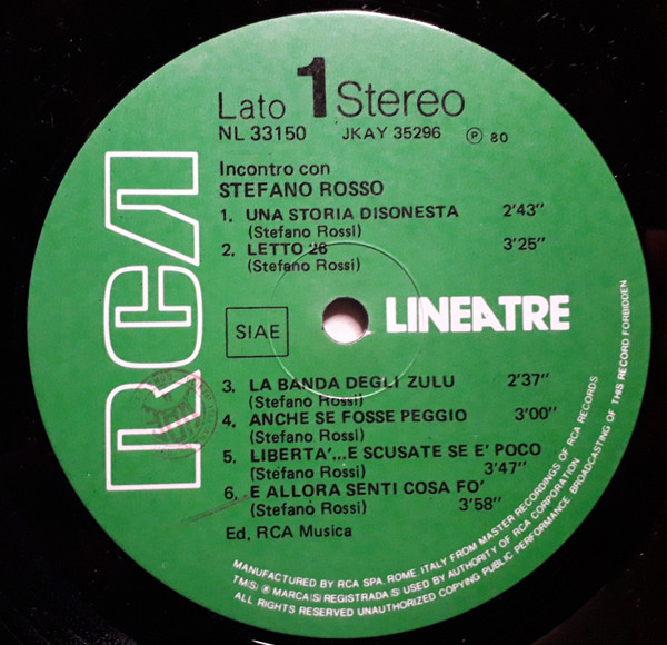 Stefano Rosso - Incontro Con Stefano Rosso | RCA (NL 33150) - 3