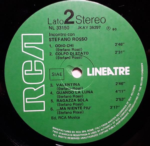 Stefano Rosso - Incontro Con Stefano Rosso | RCA (NL 33150) - 4