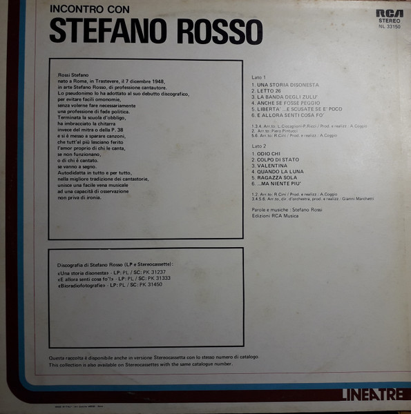 Stefano Rosso - Incontro Con Stefano Rosso | RCA (NL 33150) - 2
