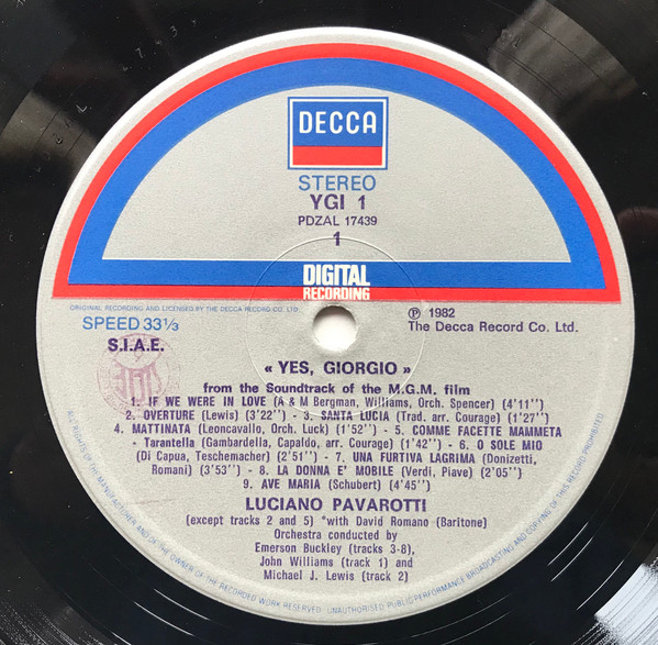 Luciano Pavarotti - Yes, Giorgio | Decca (YG1) - 4