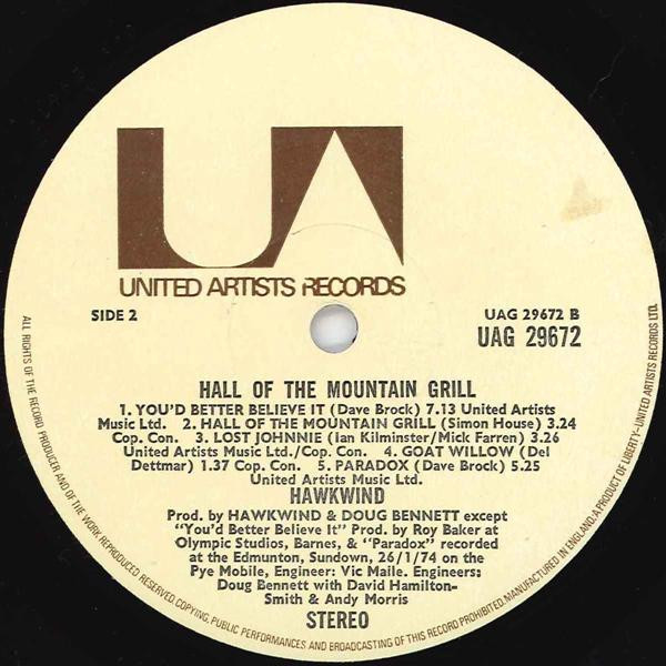 Hawkwind - Hall Of The Mountain Grill | United Artists Records (UAG 29672) - 4 Hawkwind - Hall Of The Mountain Grill | United Artists Records (UAG 29672) - 4