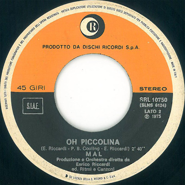 Mal - Parlami D'Amore Mariù / Oh Piccolina | Ricordi (SRL 10750) - 4
