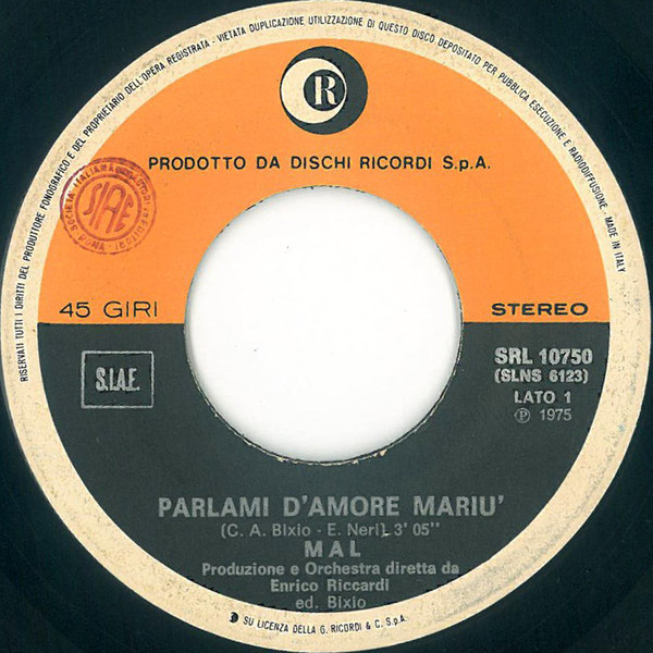 Mal - Parlami D'Amore Mariù / Oh Piccolina | Ricordi (SRL 10750) - 3