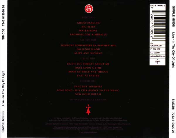 Simple Minds - Live In The City Of Light | Virgin (SIMCD8) - 2