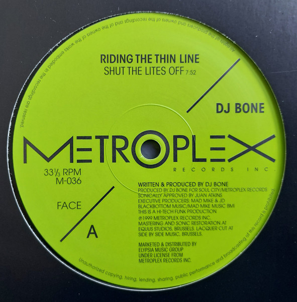 DJ Bone - Riding The Thin Line | Metroplex (M-036)
