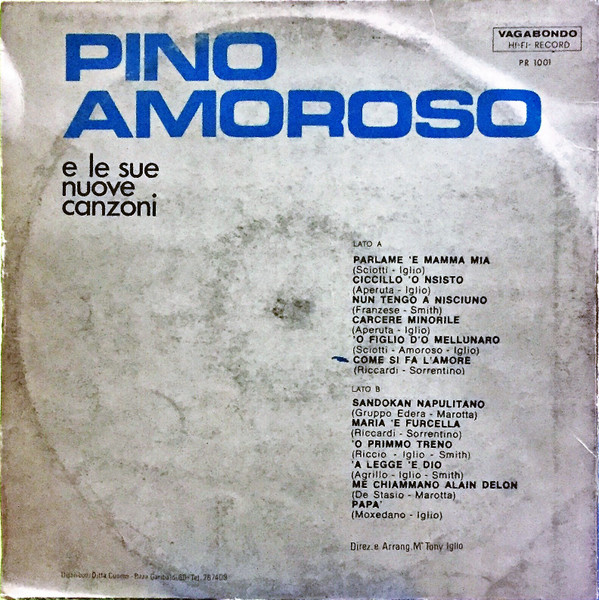 Pino Amoroso - Pino Amoroso E Le Sue Nuove Canzoni | Vagabondo Hi-Fi Record (PR 1001) - 2