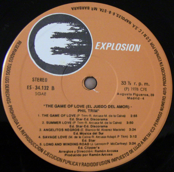 Phil Trim - The Game Of Love | Explosión (ES-34.132) - 4