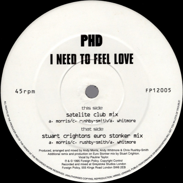 PHD - I Need To Feel Love | Foreign Policy (FP12005) - main