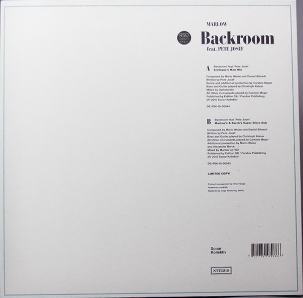 Marlow Feat. Pete Josef - Backroom (Erobique's Maxi Mix) | Sonar Kollektiv (SKRSD003) - 2