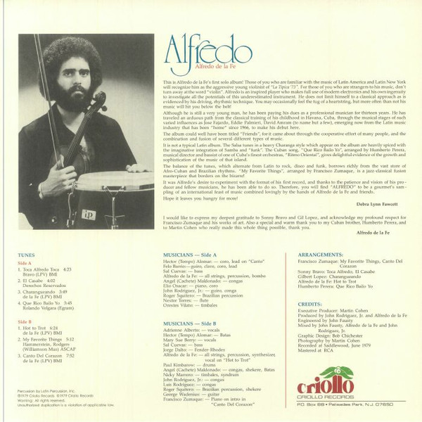 Alfredo De La Fé - Alfredo | Mr Bongo (MRBLP 310) - 2