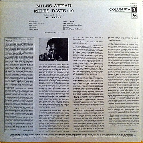 Miles Davis + 19 , Gil Evans - Miles Ahead | Columbia (CS 8633) - 3 Miles Davis + 19 , Gil Evans - Miles Ahead | Columbia (CS 8633) - 3