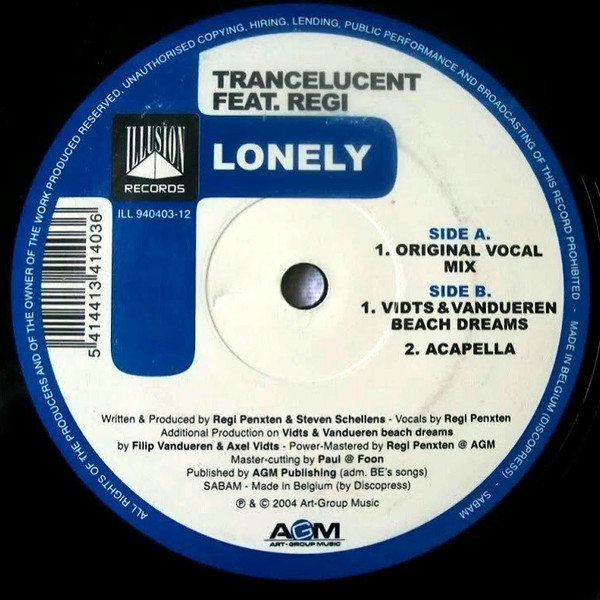 Trancelucent Featuring Regi - Lonely | Illusion Records (ILL 940403-12) - 2