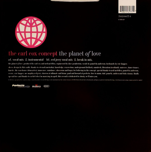 The Carl Cox Concept - The Planet Of Love | Perfecto (7432116177-1) - 2
