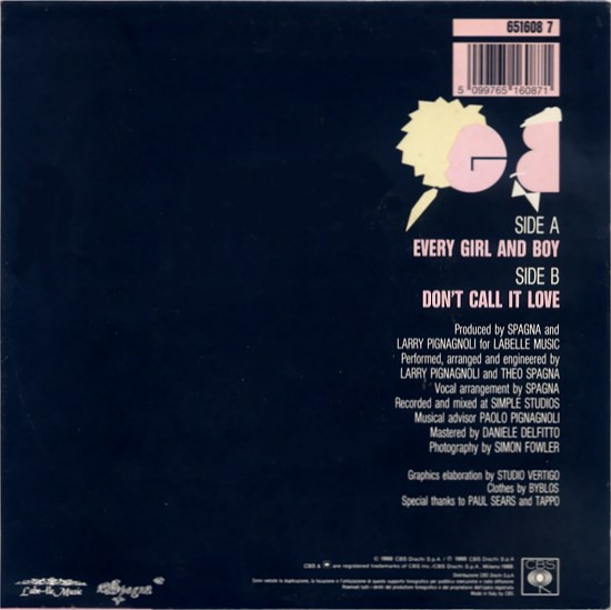 Ivana Spagna - Every Girl And Boy | CBS (651608 7)