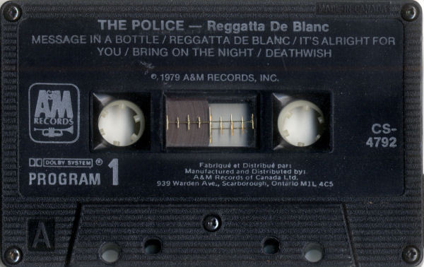 The Police - Reggatta De Blanc [Cassette] | A&M Records (CS-4792) - 3
