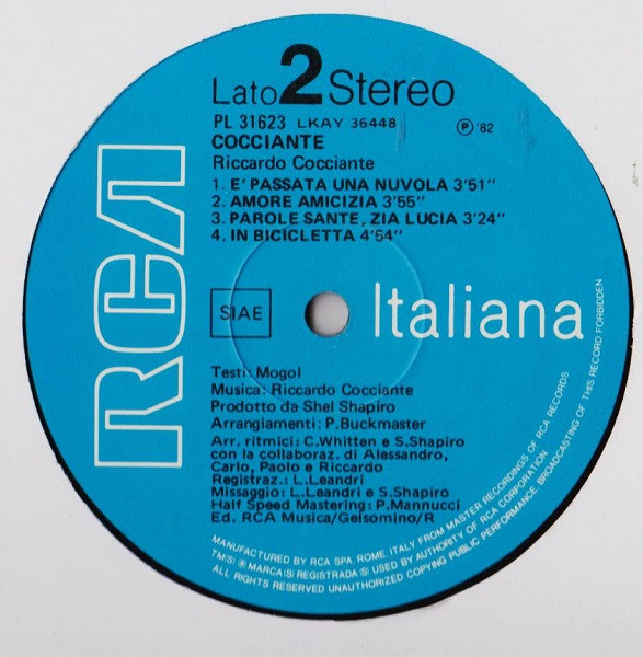 Cocciante - Cocciante | RCA (PL 31623) - 4 Cocciante - Cocciante | RCA (PL 31623) - 4