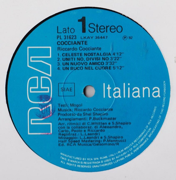 Cocciante - Cocciante | RCA (PL 31623) - 3 Cocciante - Cocciante | RCA (PL 31623) - 3