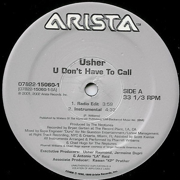 Usher - U Don't Have To Call | Arista (07822-15060-1)