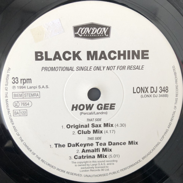 Black Machine - How Gee | London Records (LONX DJ 348)