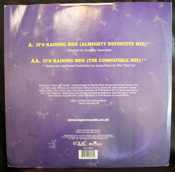 Martha Wash - It's Raining Men (Millennium Mixes) | Logic Records (74321 72628 1)