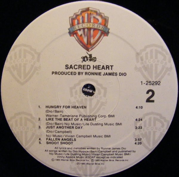 Dio - Sacred Heart | Warner Bros. Records (9 25292-1) - 4