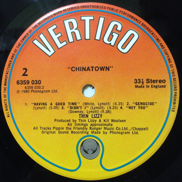 Thin Lizzy - Chinatown | Vertigo (6359 030) - 3