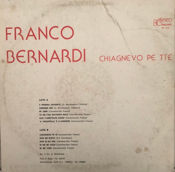 Franco Bernardi - Chiagnevo Pe Tte | Big Star Record (BF 018) - 2 Franco Bernardi - Chiagnevo Pe Tte | Big Star Record (BF 018) - 2