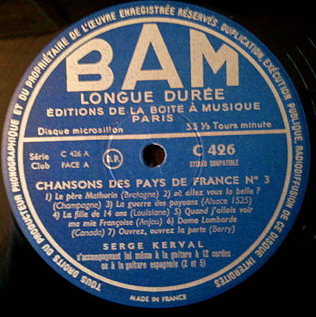 Serge Kerval - Chansons Des Pays De France N°3 | BAM (C. 426) - 3