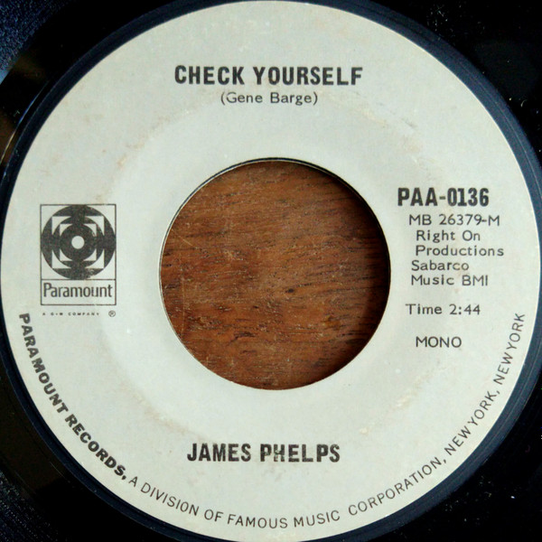 James Phelps - Check Yourself / My Lover's Prayer | Paramount Records (PAA-0136) - main