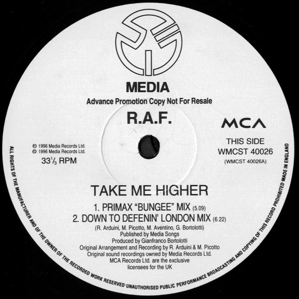 R.A.F. - Take Me Higher | MCA Records (WMCST 40026) - 2