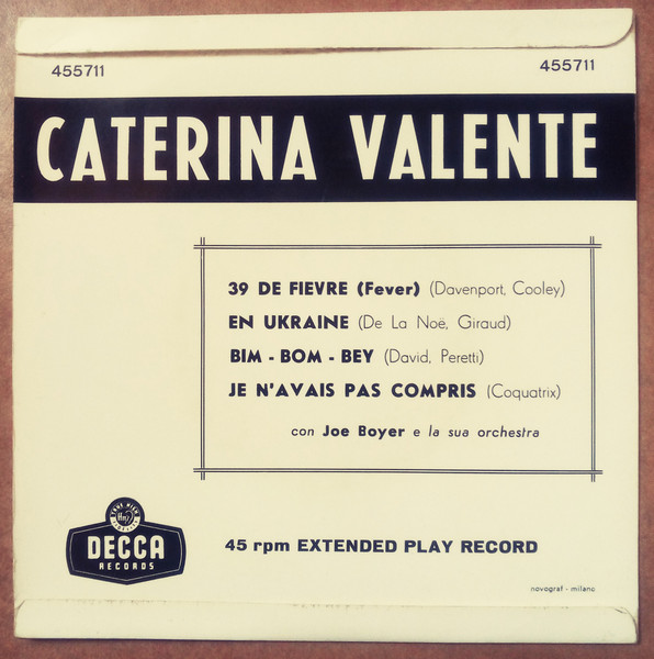 Caterina Valente Con Jo Boyer Et Son Orchestre - 39 De Fièvre / En Ukraine | Decca (455.711) - 2