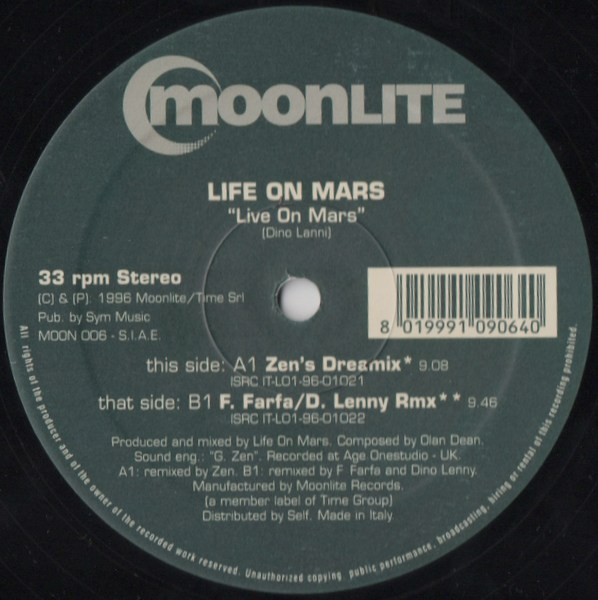 Life On Mars - Live On Mars | Moonlite (MOON 006) - main
