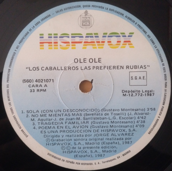 Ole Ole - Los Caballeros Las Prefieren Rubias | Hispavox (560 40 2107 1) - 3