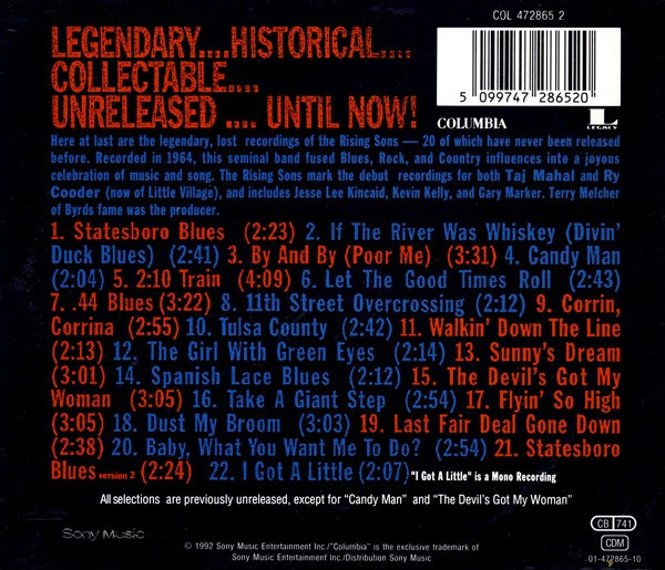 Rising Sons Featuring Taj Mahal And Ry Cooder - Rising Sons Featuring Taj Mahal And Ry Cooder | Columbia (COL 472865 2) - 2 Rising Sons Featuring Taj Mahal And Ry Cooder - Rising Sons Featuring Taj Mahal And Ry Cooder | Columbia (COL 472865 2) - 2