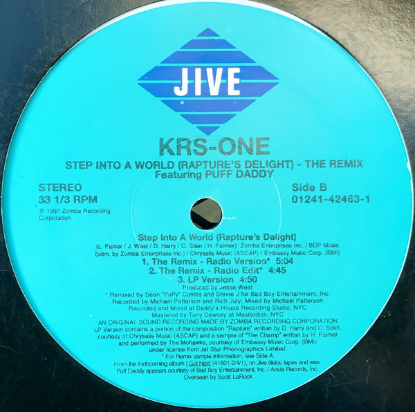 KRS-One - Step Into A World (Rapture's Delight) (The Remix) | Jive (01241-42463-1) - 3