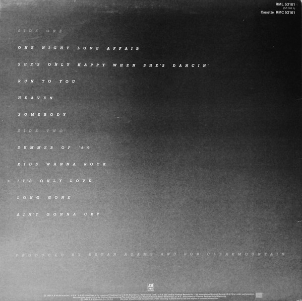 Bryan Adams - Reckless | A&M Records (RML-53161) - 2 Bryan Adams - Reckless | A&M Records (RML-53161) - 2
