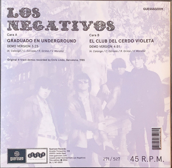 Los Negativos - Graduado En Underground / El Club Del Cerdo Violeta | Guerssen (GUESSSG009) - 2