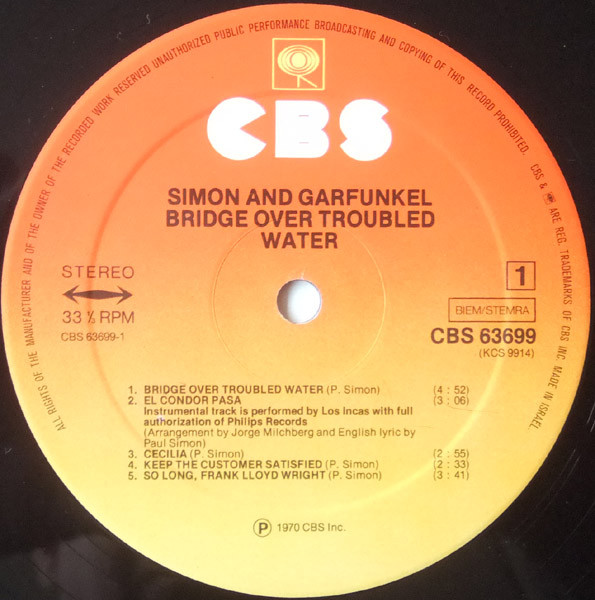 Simon & Garfunkel - Bridge Over Troubled Water | CBS (63699) - 3