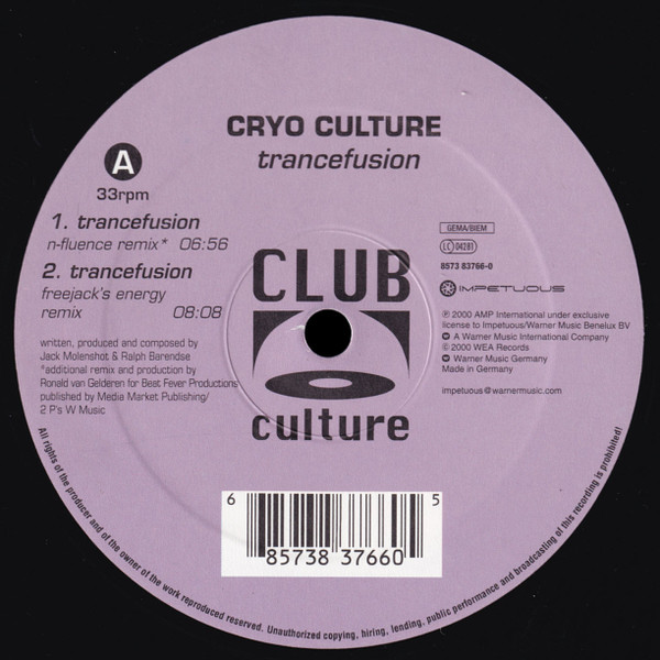Cryo Culture - Trancefusion | Club Culture (8573 83766-0) - 3