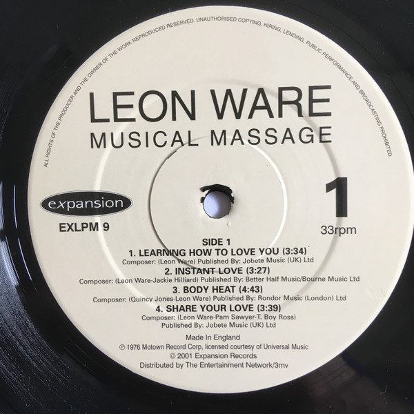 Leon Ware - Musical Massage | Expansion (EXLPM 9) - 3