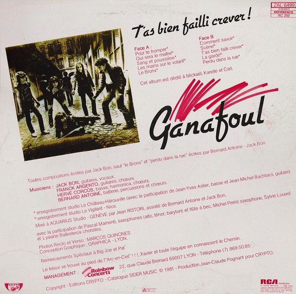 Ganafoul - T'as Bien Failli Crever! | Crypto (ZAL 6499) - 2