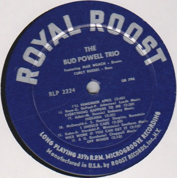 The Bud Powell Trio Featuring Max Roach - Bud | Roost (LP 2224) - 4