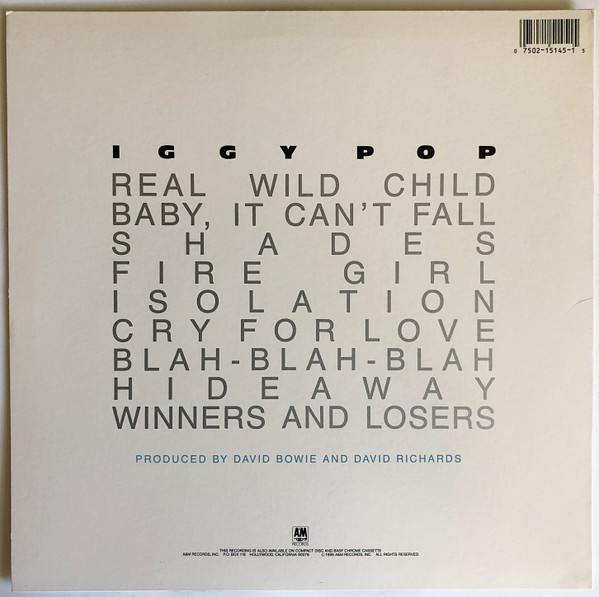 Iggy Pop - Blah-Blah-Blah | A&M Records (SP 5145) - 2