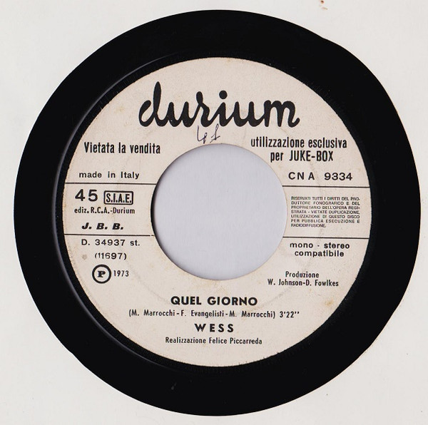 Wess Johnson - Il Primo Appuntamento | Durium (CN A 9334) - 2