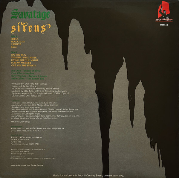 Savatage - Sirens | Music For Nations (MFN 48) - 2 Savatage - Sirens | Music For Nations (MFN 48) - 2