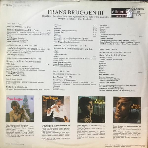 Frans Brüggen - Frans Brüggen 3 - Blockflöte, Querflöte, Dirigent | Telefunken (6.48075) - 2